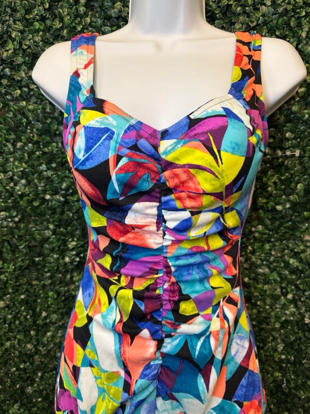 Vibrant Multicolor Ruched Sundress - Women Dresses